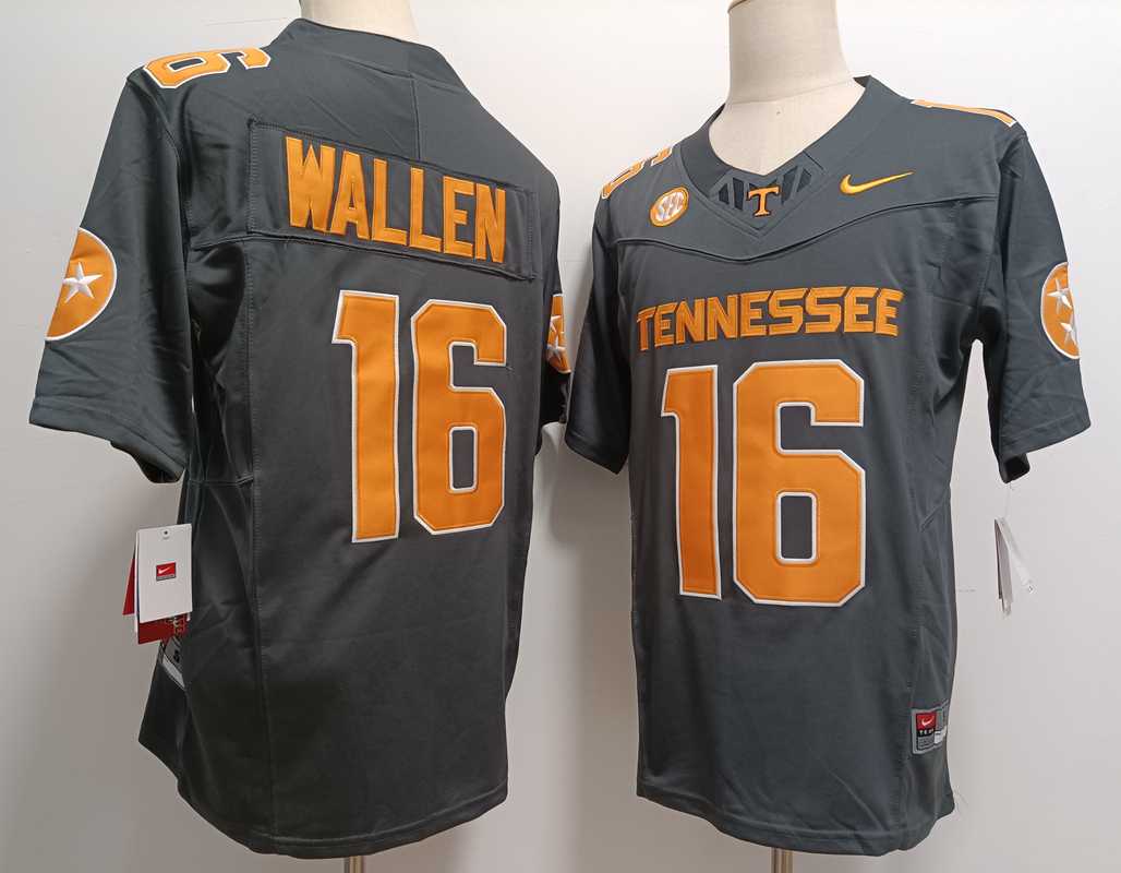 Mens Tennessee Volunteers #16 Peyton Manning Grey FUSE College Stitched Jersey